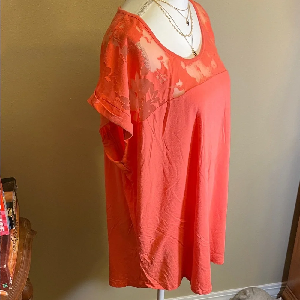 Apt. 9 Orange Floral Short Sleeve Tee - Picture 4 of 5